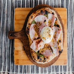 Neapolitan Mortdella & Pistachio Pesto Pizza